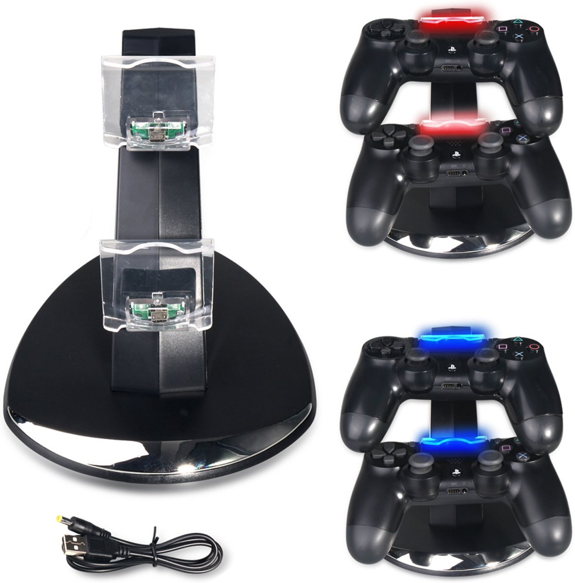 Dubbele Snel Oplader voor PS4 Slim en Pro | Dual Charger | Laadstation | Geschikt voor Playstation Controllers | Joysticks | USB | PS4 oplaadstation | Dualshock | PS4 Accessoires Controller